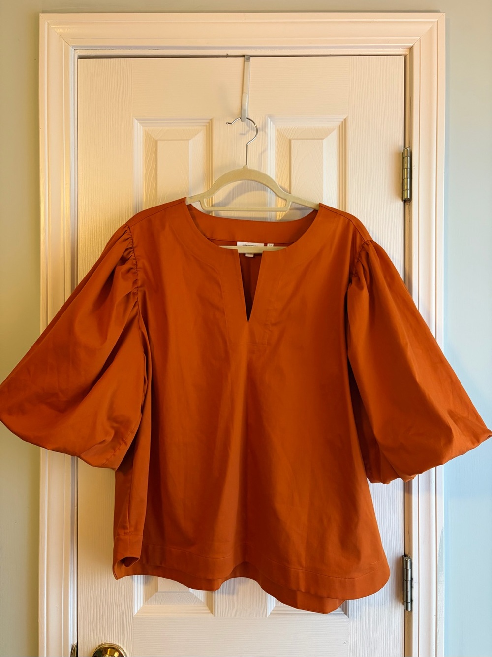 Chico's Burnt Orange Puff Sleeve Blouse